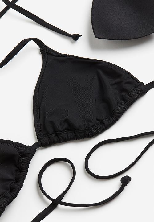 H&M - Padded triangle bikini top - black/floral 