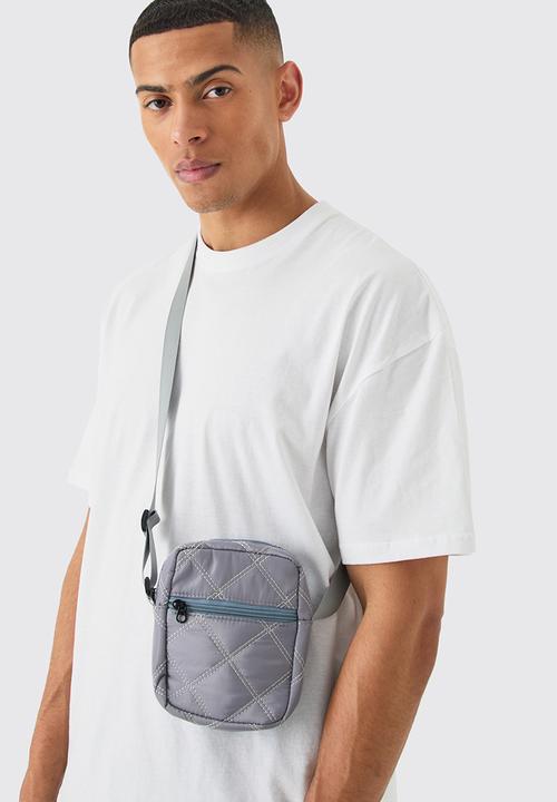 boohooMAN - Mini Cross Body Nylon Bag - grey