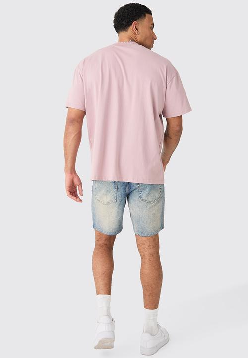 boohooMAN - Slim Rigid Denim Shorts In Vintage Blue - Vintage Blue