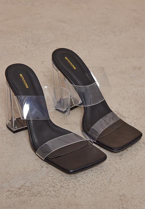 PrettyLittleThing - Square Toe Thick Double Strap Chunky Block High Heeled Sandals