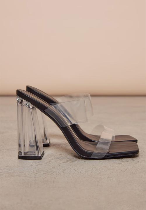 PrettyLittleThing - Square Toe Thick Double Strap Chunky Block High Heeled Sandals