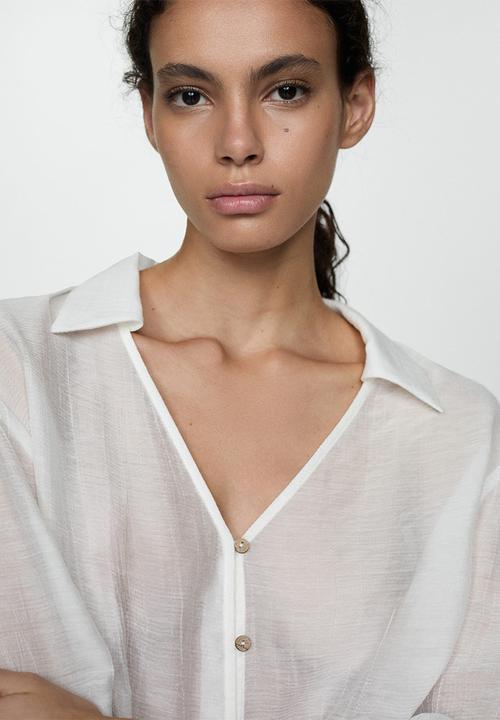 MANGO - Blouse mola - natural