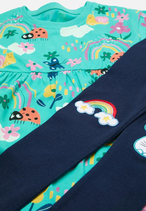 Pop Candy - Printed top and legging set - light blue & dark blue