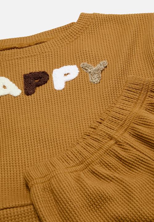 Pop Candy - Waffle knit top & bottom set - brown