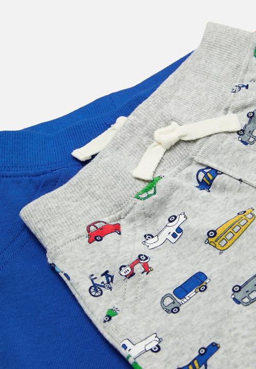 Pop Candy - 2 pack short set-blue & grey
