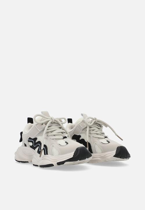 Pop Candy - adjustable & lace up sneakers - white & grey