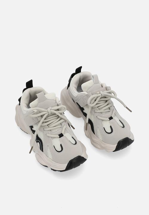 Pop Candy - adjustable & lace up sneakers - white & grey