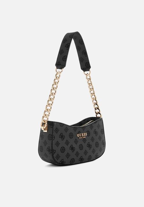 GUESS - Evelune top zip shoulder bag - charcoal logo