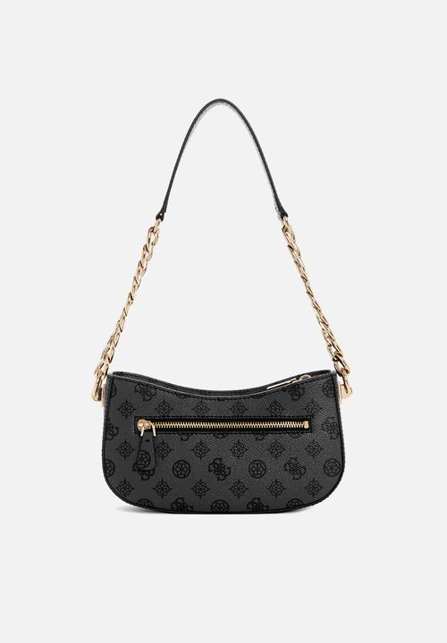 GUESS - Evelune top zip shoulder bag - charcoal logo