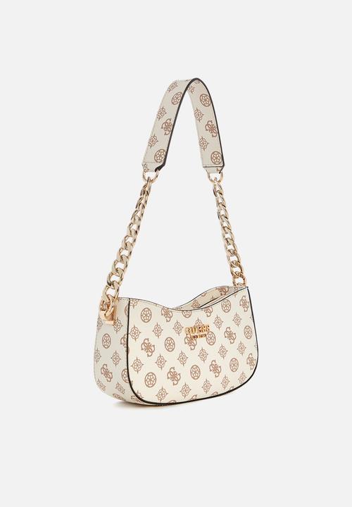 GUESS - Evelune top zip shoulder bag - cream logo