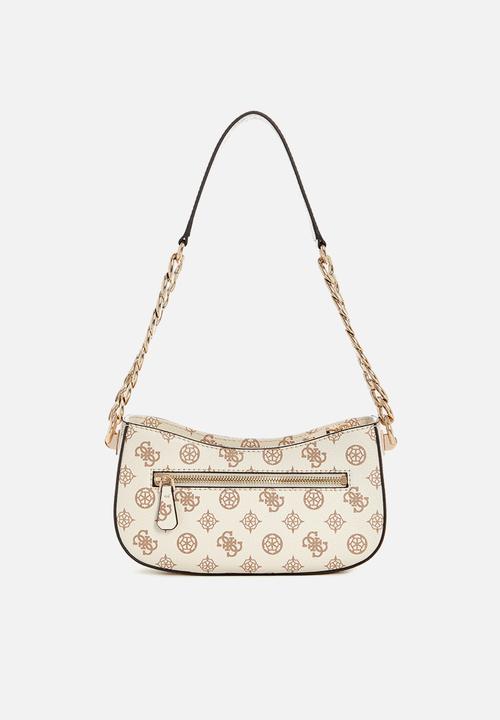 GUESS - Evelune top zip shoulder bag - cream logo