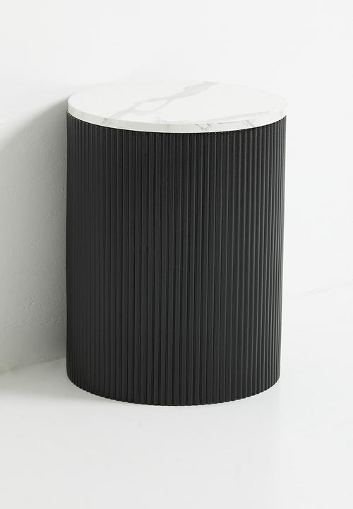Native Decor - Fluted marble storage side table - black