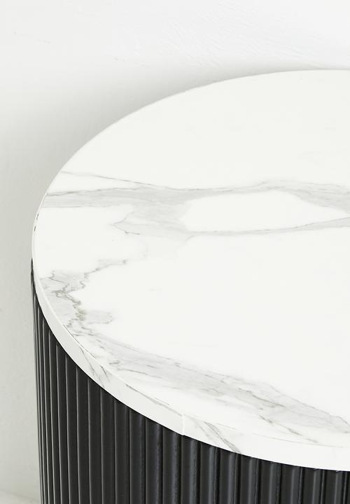 Native Decor - Fluted marble storage side table - black