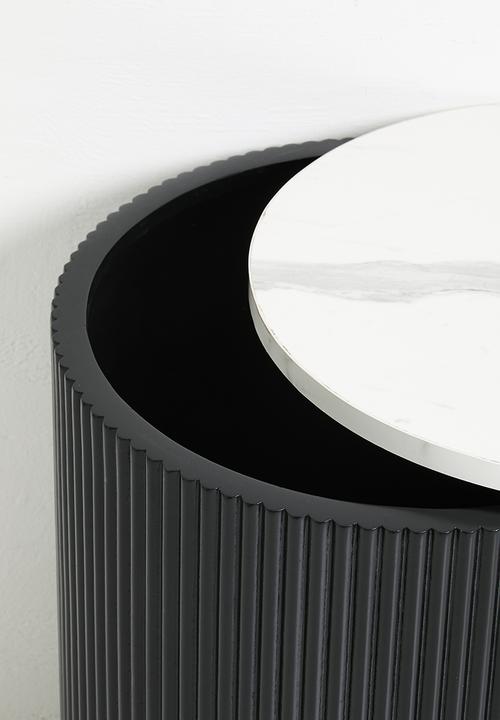 Native Decor - Fluted marble storage side table - black