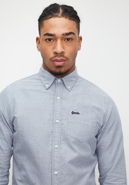Superdry. - Organic Cotton Long Sleeve Oxford Shirt - NAVY