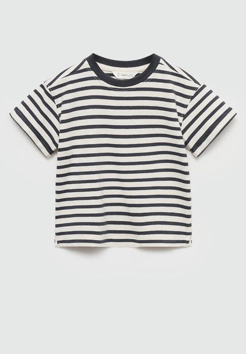MANGO - T-shirt linesb - charcoal