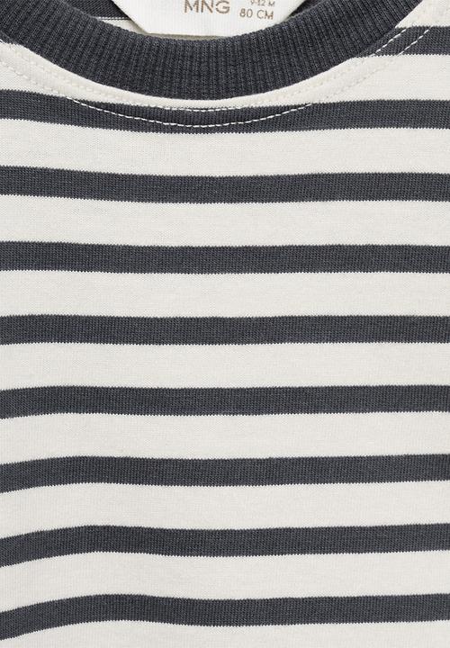 MANGO - T-shirt linesb - charcoal