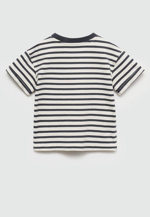 MANGO - T-shirt linesb - charcoal
