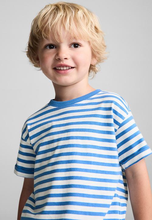 MANGO - T-shirt linesb - bright blue