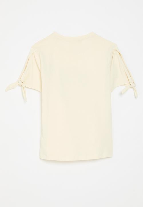 POLO - Girls claire short sleeve sequin tee - sand