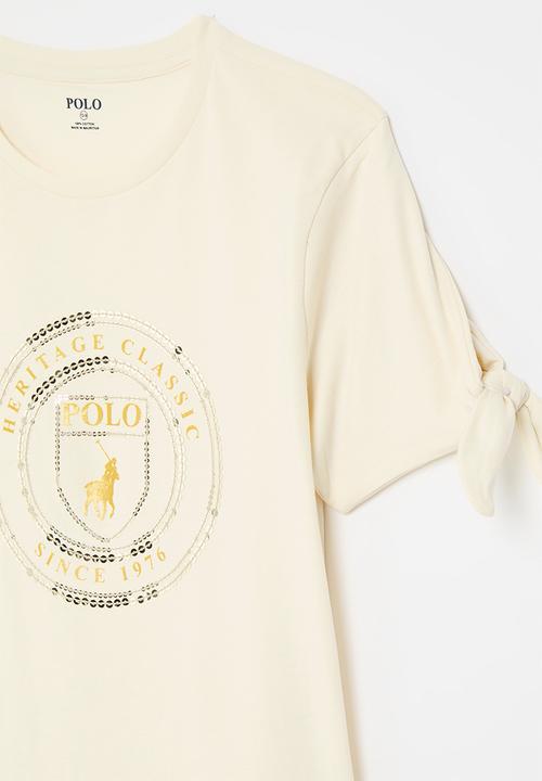 POLO - Girls claire short sleeve sequin tee - sand
