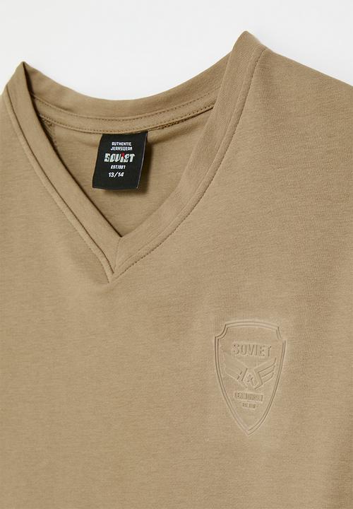 SOVIET - Boys v-neck fashion tee - new khaki