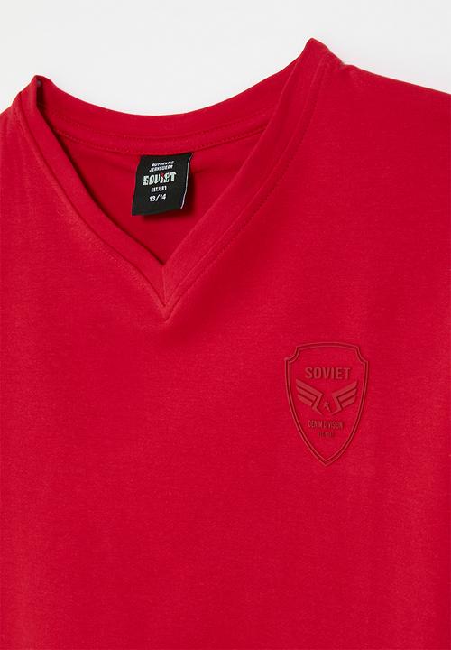 SOVIET - Boys v-neck fashion tee - red
