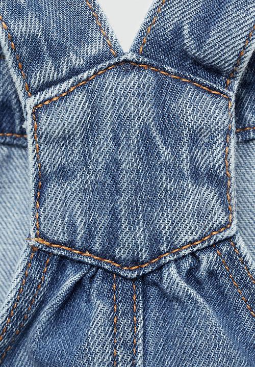 MANGO - Dungaree dress ruffi - open blue