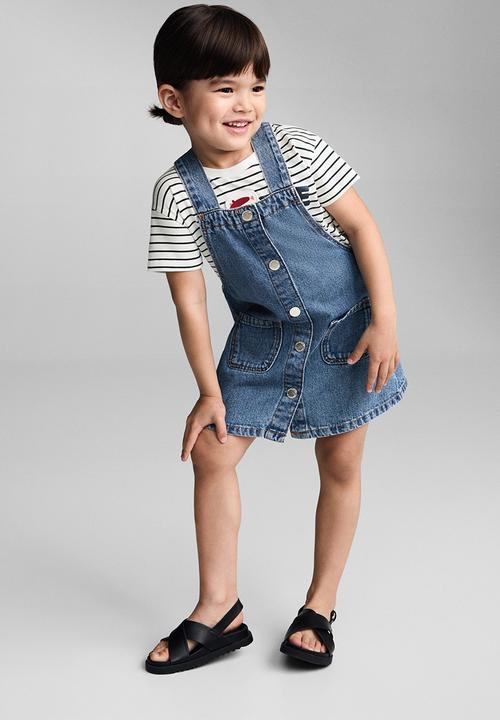 MANGO - Dungaree dress ruffi - open blue