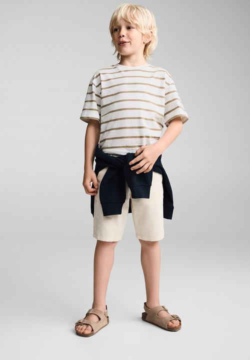 MANGO - T-shirt slub - light/pastel brown