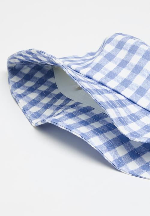 Pop Candy - Check bucket hat - blue & white
