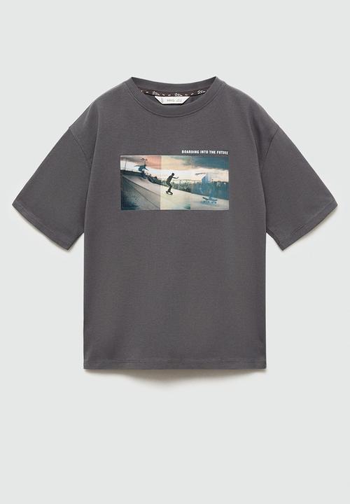 MANGO - T-shirt future - charcoal