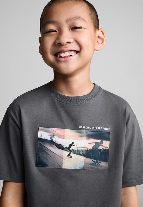 MANGO - T-shirt future - charcoal