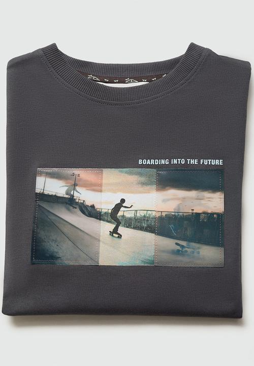 MANGO - T-shirt future - charcoal