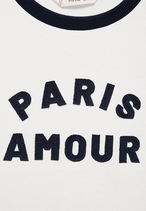 MANGO - T-shirt amour - natural
