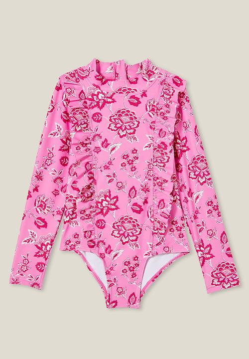 Cotton On - Lydia one piece - pink gerbera/frida folk floral