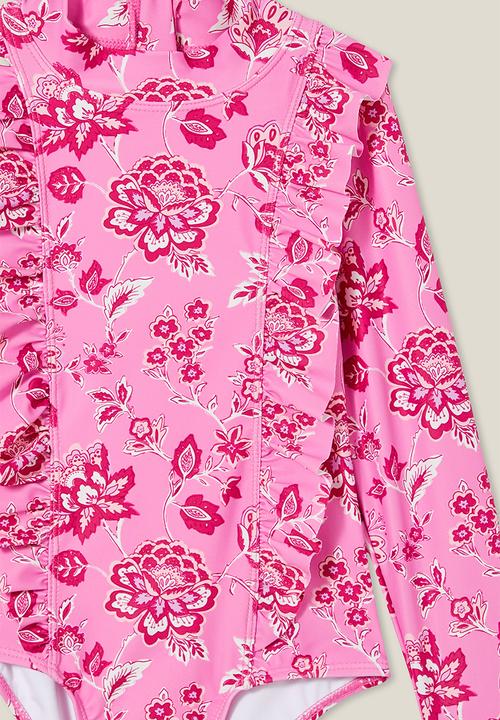 Cotton On - Lydia one piece - pink gerbera/frida folk floral