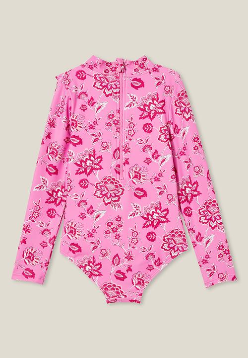 Cotton On - Lydia one piece - pink gerbera/frida folk floral