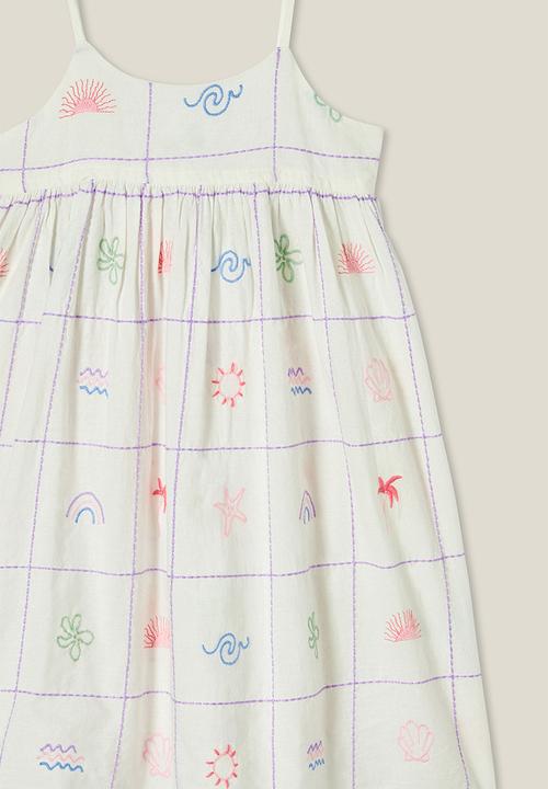 Cotton On - Eloise sleeveless dress - vanilla/summer embroidery