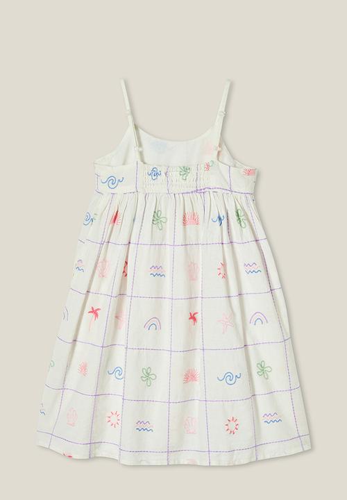 Cotton On - Eloise sleeveless dress - vanilla/summer embroidery