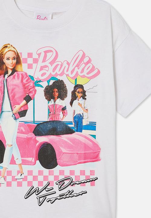 Cotton On - Barbie drop shoulder short sleeve tee - white