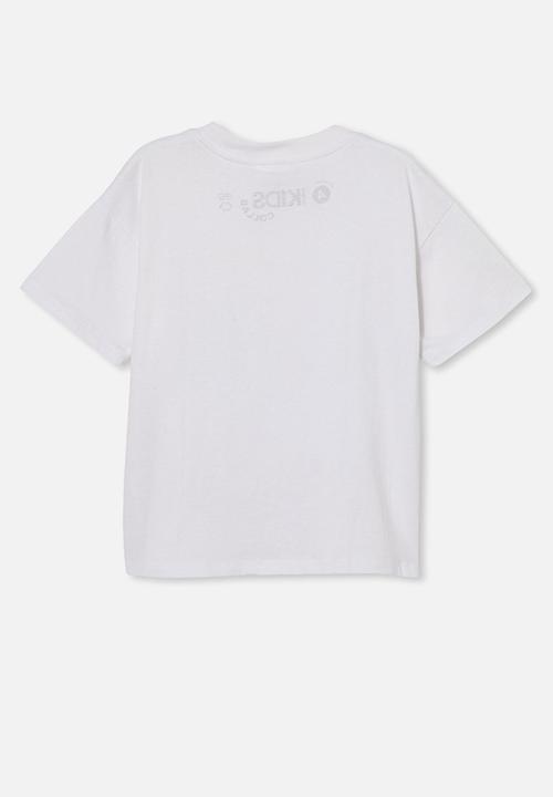 Cotton On - Barbie drop shoulder short sleeve tee - white