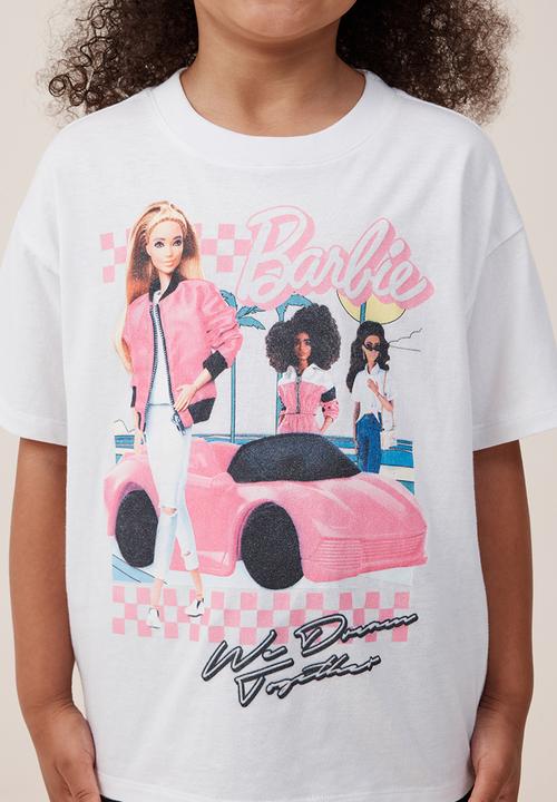 Cotton On - Barbie drop shoulder short sleeve tee - white