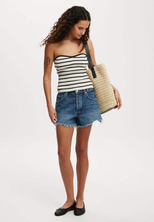 Cotton On - Fashion Rib Bandeau-Stone Stripe
