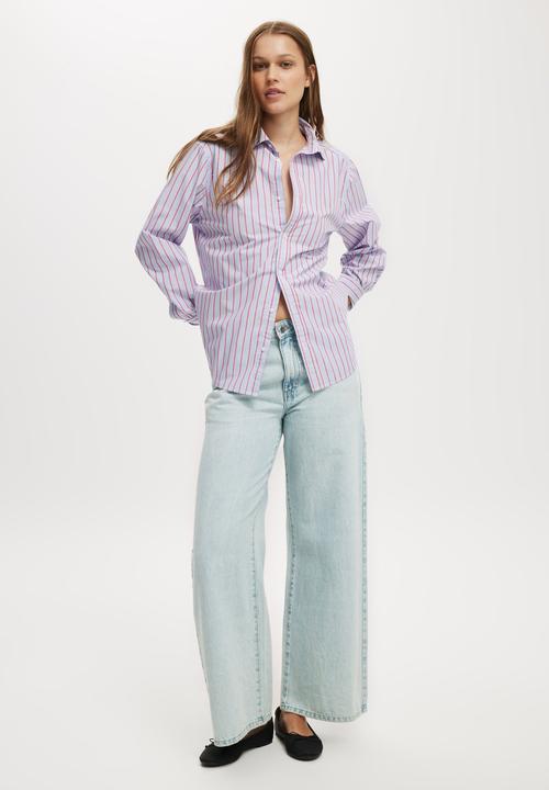 Cotton On - Heritage Shirt-Rai Stripe Red/Blue