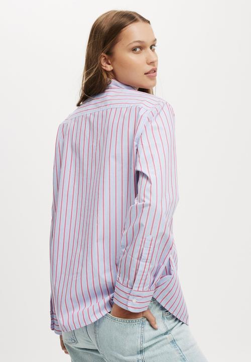 Cotton On - Heritage Shirt-Rai Stripe Red/Blue