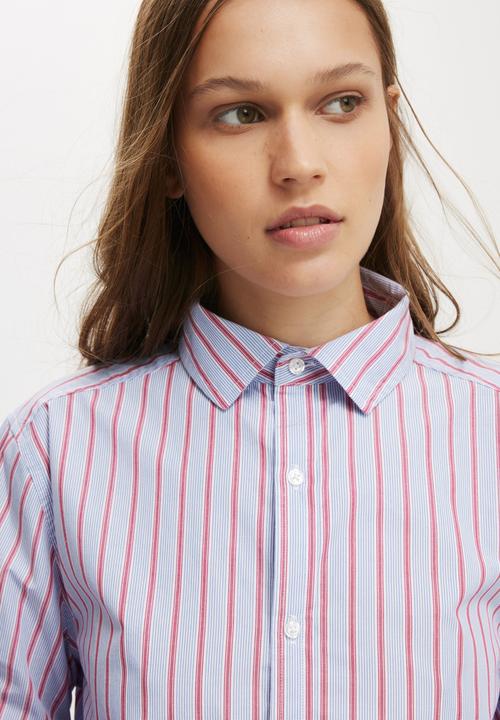Cotton On - Heritage Shirt-Rai Stripe Red/Blue
