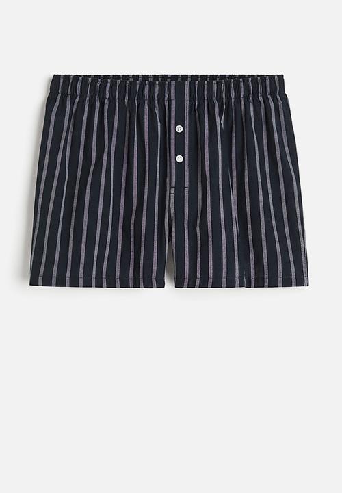 H&M - 5-Pack woven cotton boxer shorts - black striped