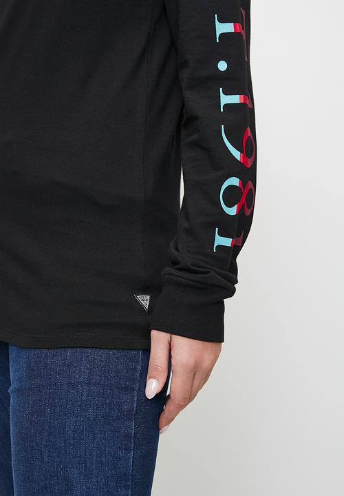 GUESS - Long sleeve cn guess tee - jet black
