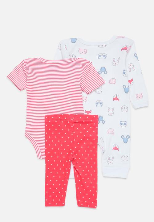 Pop Candy - 3 Piece romper bodyvest & legging set - red & grey
